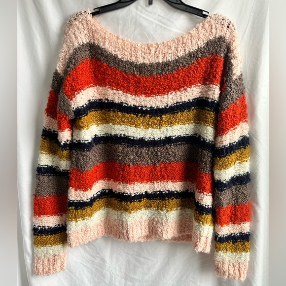 Nümph Colorful Striped Knit Scoop Neck Sweater Size M - Picture 3 of 3